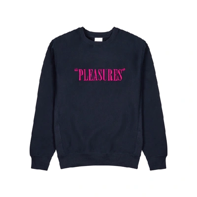 Shop Pleasures Balance Navy Cotton-blend Sweatshirt