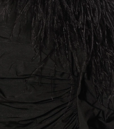 Shop Dries Van Noten Feather-trimmed Taffeta Gown In Black
