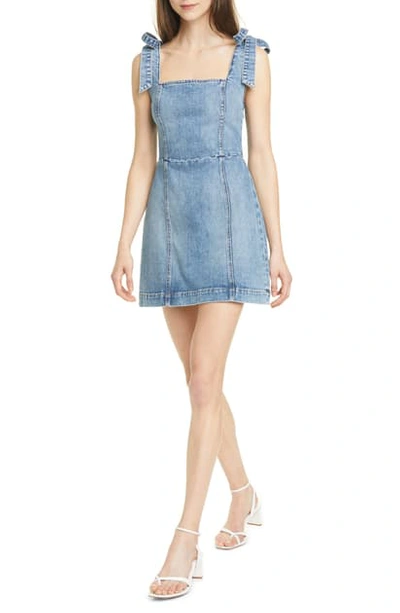 Shop Alice And Olivia Maryann Tie Shoulder Denim Dress In She Gets What She Wants