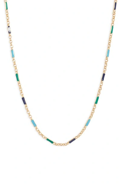 Shop Gorjana Amalfi Enameled Necklace In Teal Mix Enamel