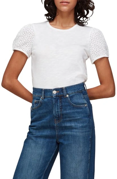 Shop Whistles Broderie Puff Sleeve Top In White