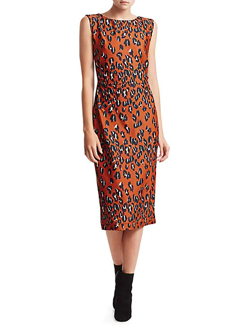 orange and blue leopard print dress