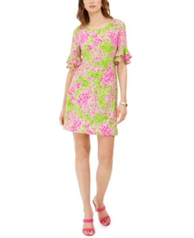 Shop Pappagallo The Erika Floral-print Dress In Lime Multi