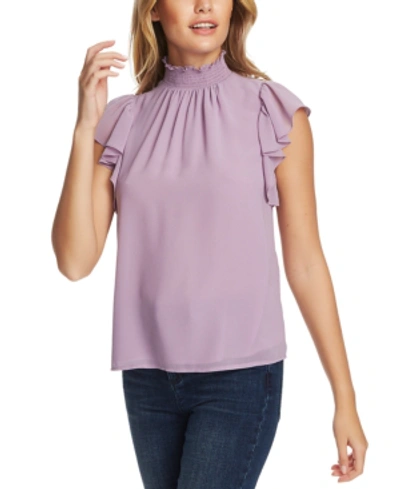 Shop 1.state Flutter-sleeve Solid Top In Dusty Lavender