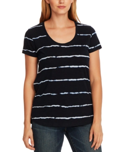 Shop Vince Camuto Women's Linear Whispers T-shirt In Night Navy