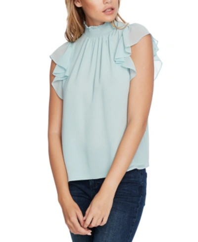 Shop 1.state Flutter-sleeve Solid Top In Dusty Mint