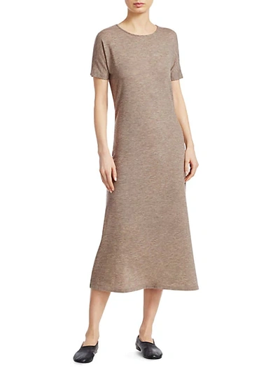Shop The Row Padma Stretch Cashmere Marled Midi Dress In Taupe