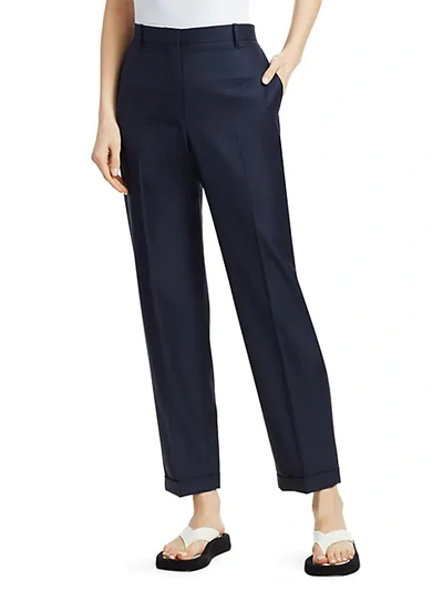 Shop The Row Rondi Wool Ankle Pants In Navy