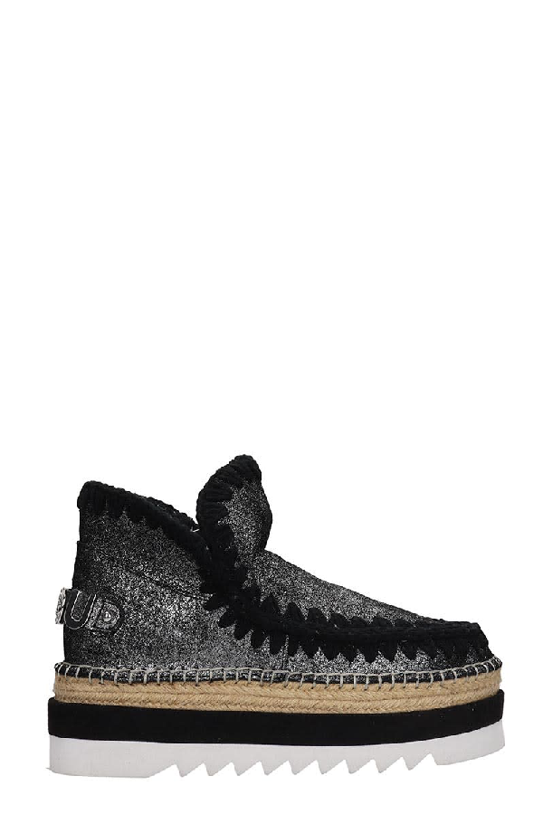 black jute low ankle boot
