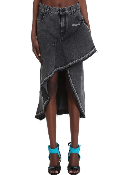 Shop Off-white Ruffle Skirt Skirt In Black Denim