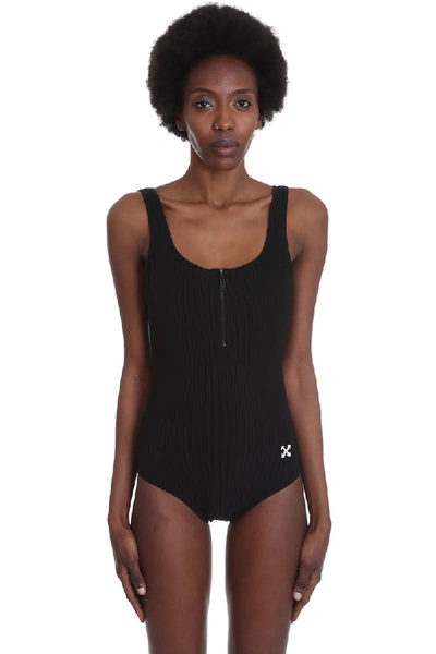 Shop Off-white Rib Swimsuit Beachwear In Black Polyamide