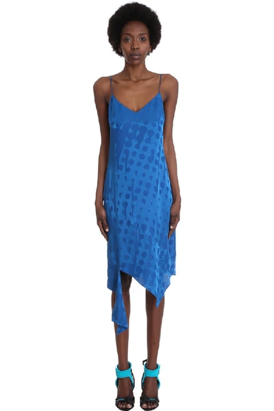 Shop Off-white Jacquard Spiral Dress In Blue Viscose