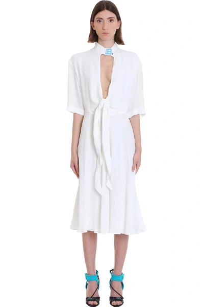 Shop Off-white Crepe Romantic Dress In White Synthetic Fibers