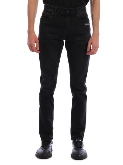 Shop Off-white Skinny Denim Pants In Black