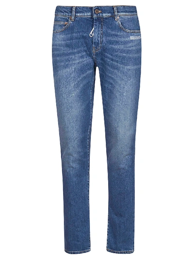 Shop Off-white Skinny Regular Length Jeans In Blue Wash