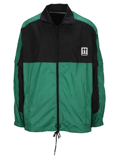 Shop Off-white Off White River Trail Track Jacket In Black Green