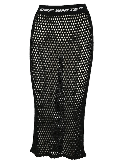 Shop Off-white Off White Knit Fishnet Skirt In Black No Color