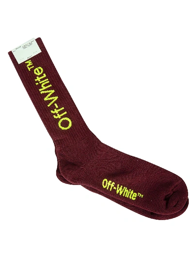 Shop Off-white Socks In Bordeaux Fluo