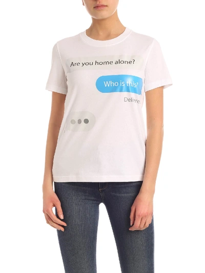 Shop Moschino Chat T-shirt In White