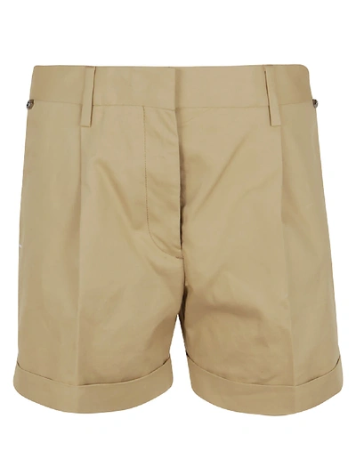 Off-white Perforated-panel Cotton-twill Shorts In Beige