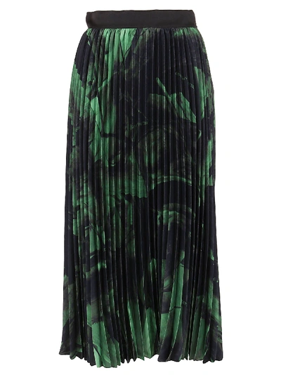 Shop Off-white Greenbrushstroke Plisse Skirt In Black Green
