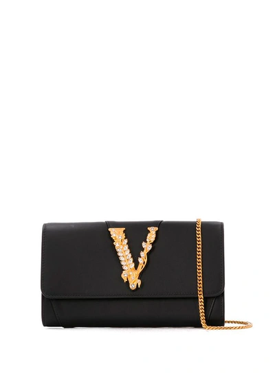 Shop Versace Virtus Wallet On Chain In Nero