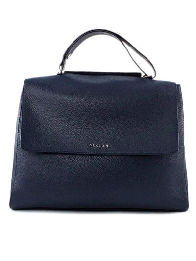 Shop Orciani Navy Leather Sveva Bag In Blu