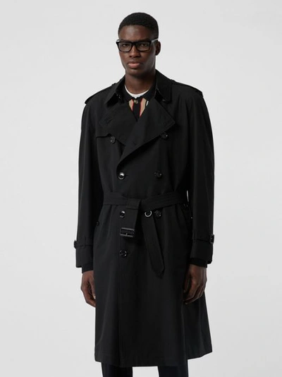 Shop Burberry Long Lightweight Westminster Trench Coat In Black