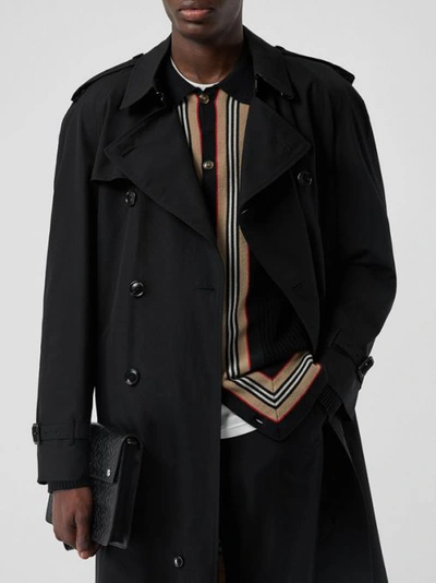 Shop Burberry Long Lightweight Westminster Trench Coat In Black