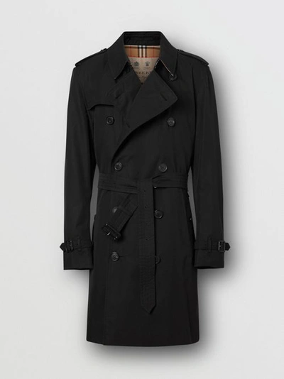 Shop Burberry The Mid-length Kensington Heritage Trench Coat In Black