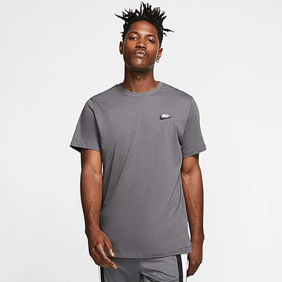 Shop Nike Sportswear Club T-shirt In Dark Grey/white