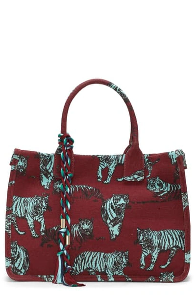 Shop Vince Camuto Orla Canvas Tote In Ribbon Red Tiger