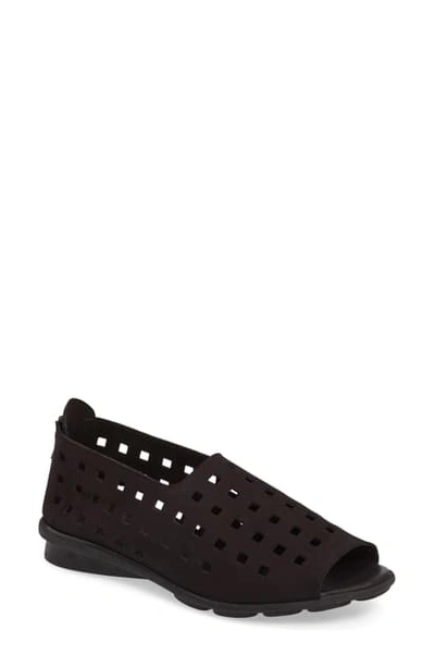 Shop Arche 'drick' Flat In Noir Nubuck Leather