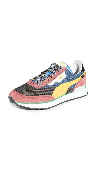 Shop Puma Rider Mix Sneakers In Burnt Russet/palace Blue