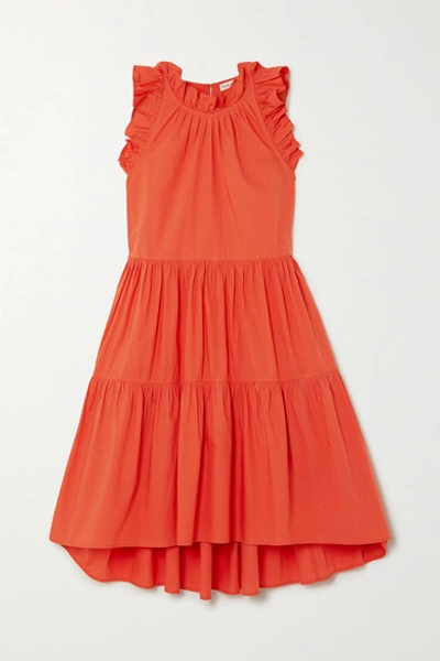 Shop Ulla Johnson Tamsin Ruffled Tiered Cotton Dress In Coral
