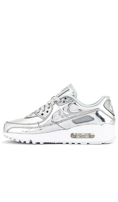 Shop Nike Air Max 90 Liquid Metal Sneaker In Chrome  Pure Platinum & White