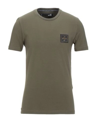 Shop Love Moschino T-shirts In Military Green