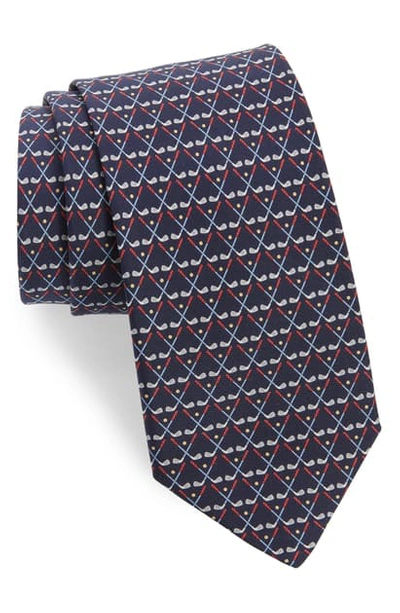 Shop Ferragamo Loft Golf Print Silk Tie In Navy