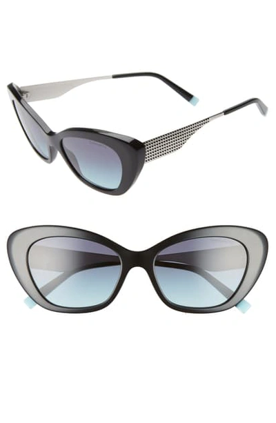 Shop Tiffany & Co Diamond Point 54mm Gradient Cat Eye Sunglasses In Black/ Azure Gradient