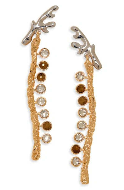 Shop Chloé Daria Linear Drop Earrings In Bronze Brown