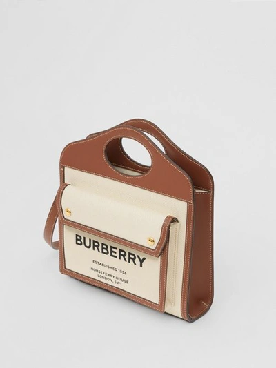 Shop Burberry Mini Pocket Bag In Natural/malt Brown
