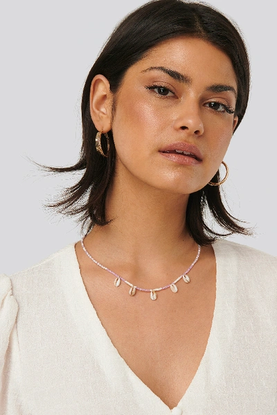 Shop Na-kd Small Beaded Shell Necklace - Pink In Lilac