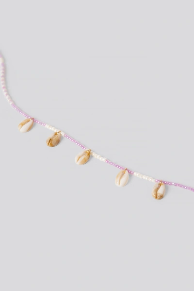 Shop Na-kd Small Beaded Shell Necklace - Pink In Lilac