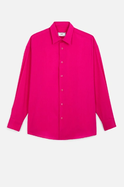 Shop Ami Alexandre Mattiussi Side Slits Oversize Shirt In Pink