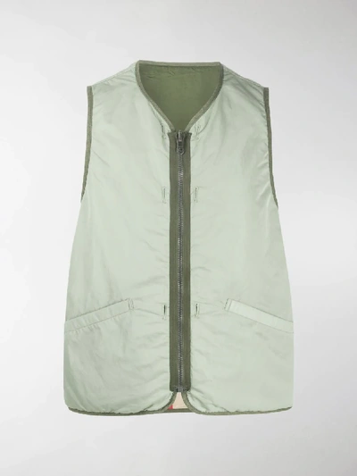 Shop Visvim Contrast Trim V-neck Gilet Jacket In Green