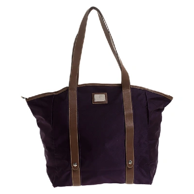 Pre-owned Lancel Purple Nylon And Leather Shopper Tote