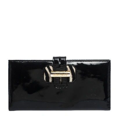 Pre-owned Jimmy Choo Black Patent Leather Continental Wallet