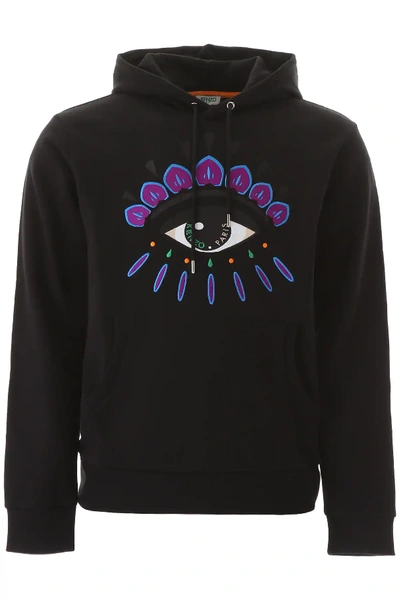 Shop Kenzo Eye Embroidery Hoodie In Black