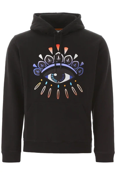 Shop Kenzo Eye Embroidery Hoodie In Black,purple