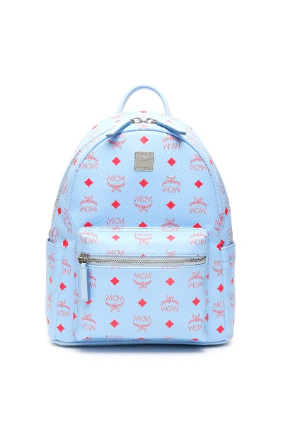 Shop Mcm Stark Visetos Backpack In Light Blue,red